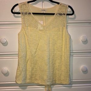 Yellow Lace Tank Top with Tie Back